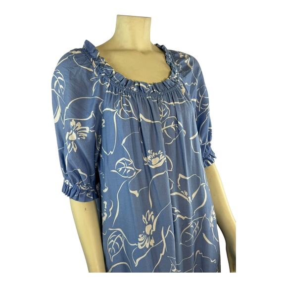 Vintage Hilo Hattie dress made in Hawaii blue & white Floral Cotton size medium - Picture 4 of 13